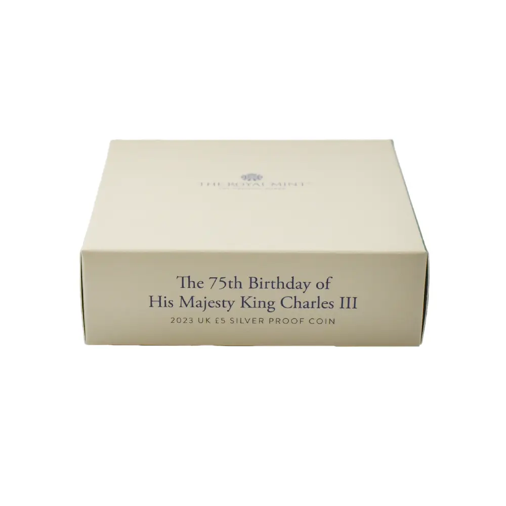 モダンコイン4：3883 2023 チャールズ3世 国王誕生75周年記念 5ポンドプルーフ銀貨 未鑑定 箱付き