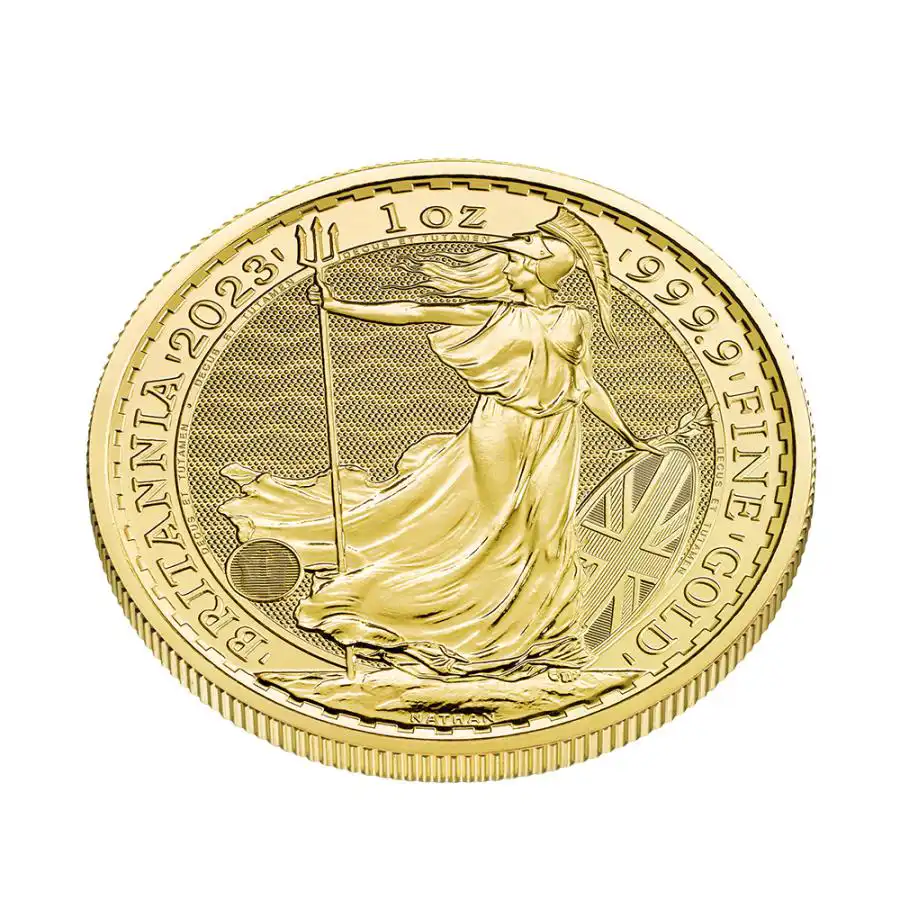 地金型4：2468 イギリス 2023 エリザベス2世 ブリタニア 100ポンド 1オンス 地金型金貨 【1枚】 (コインケース付き)