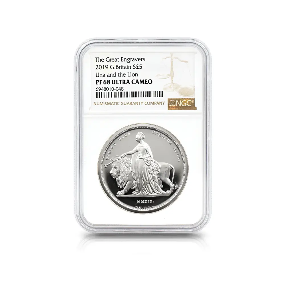 モダンコイン4：6571 2019 エリザベス2世 ウナ＆ライオン 5ポンド2オンス銀貨 NGC PF68UC