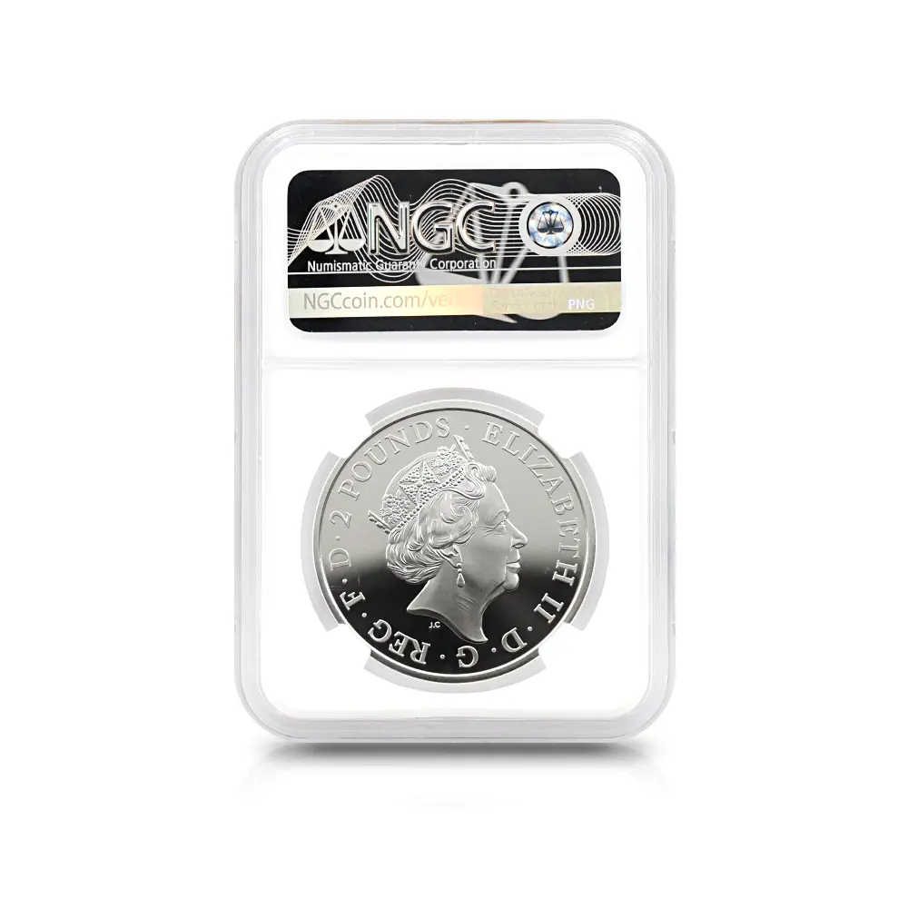 モダンコイン5：6569 2021 エリザベス2世 クイーンズビースト コンプリーター 英国王室の十大守護獣 2ポンド1オンス銀貨 NGC PF70UC