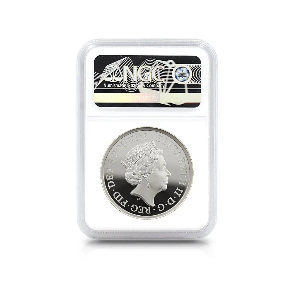 モダンコイン5：6572 2019 エリザベス2世 ウナ＆ライオン 5ポンド2オンス銀貨 NGC PF69UC