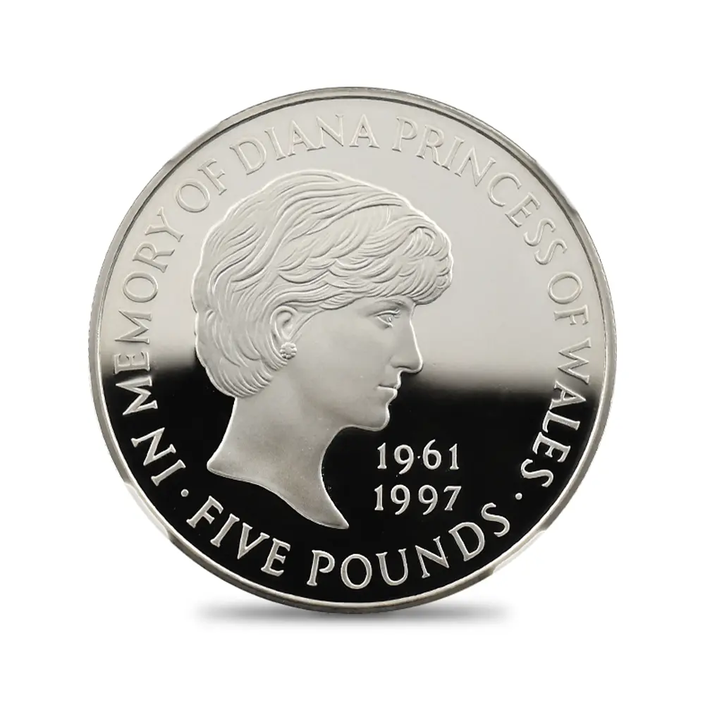 モダンコイン2：6567 1999 エリザベス2世 ダイアナ妃追悼記念 5ポンド銀貨 NGC PF69UC
