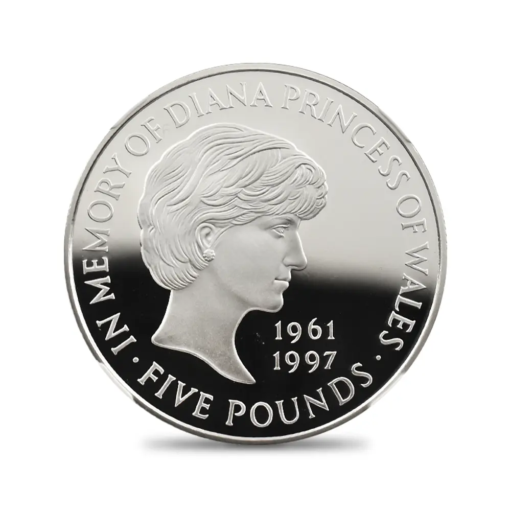 モダンコイン2：6568 1999 エリザベス2世 ダイアナ妃追悼記念 5ポンド銀貨 NGC PF69UC