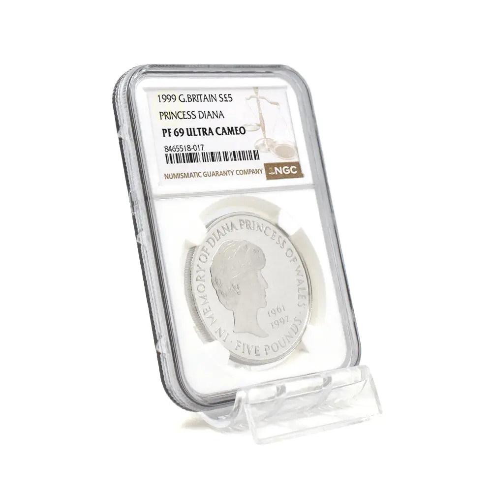 モダンコイン6：6568 1999 エリザベス2世 ダイアナ妃追悼記念 5ポンド銀貨 NGC PF69UC