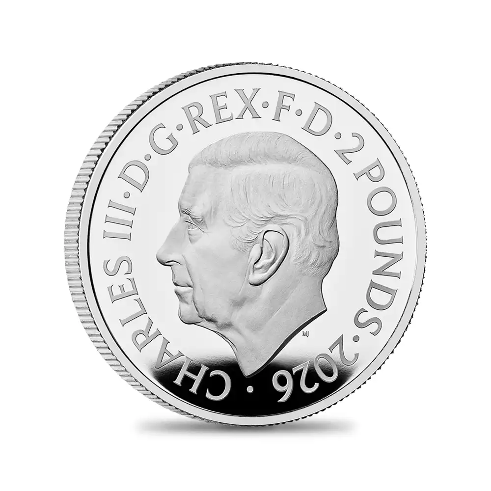 モダンコイン3:6582 2026 チャールズ3世 エンジェル 2ポンド1オンスプルーフ銀貨 未鑑定 箱付き【ご予約承り品】