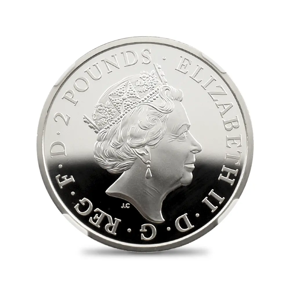 モダンコイン3：6574 2021 エリザベス2世 クイーンズビースト コンプリーター 英国王室の十大守護獣 2ポンド1オンス銀貨 NGC PF70UC