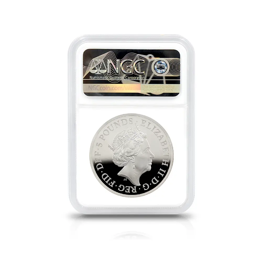 モダンコイン5：6576 2021 エリザベス2世 クイーンズビースト コンプリーター 英国王室の十大守護獣 5ポンド2オンス銀貨 NGC PF70UC