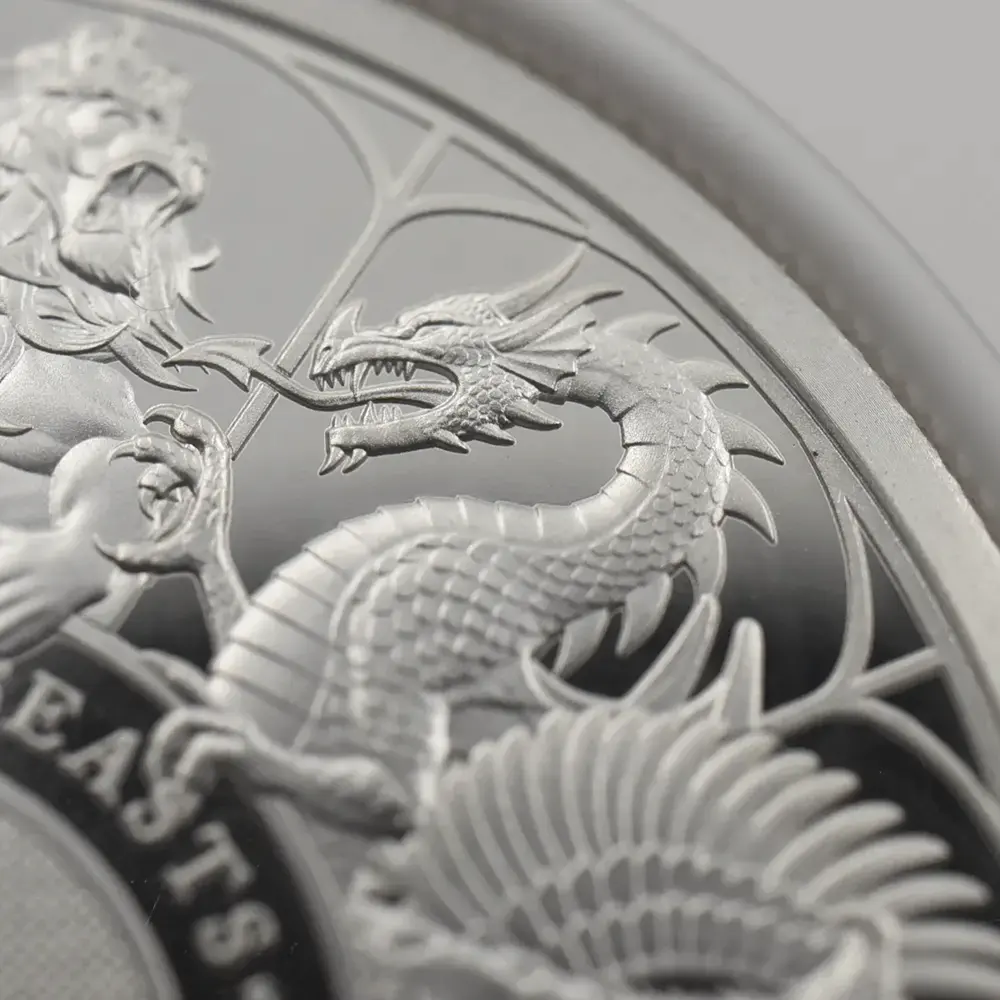 モダンコイン7：6576 2021 エリザベス2世 クイーンズビースト コンプリーター 英国王室の十大守護獣 5ポンド2オンス銀貨 NGC PF70UC