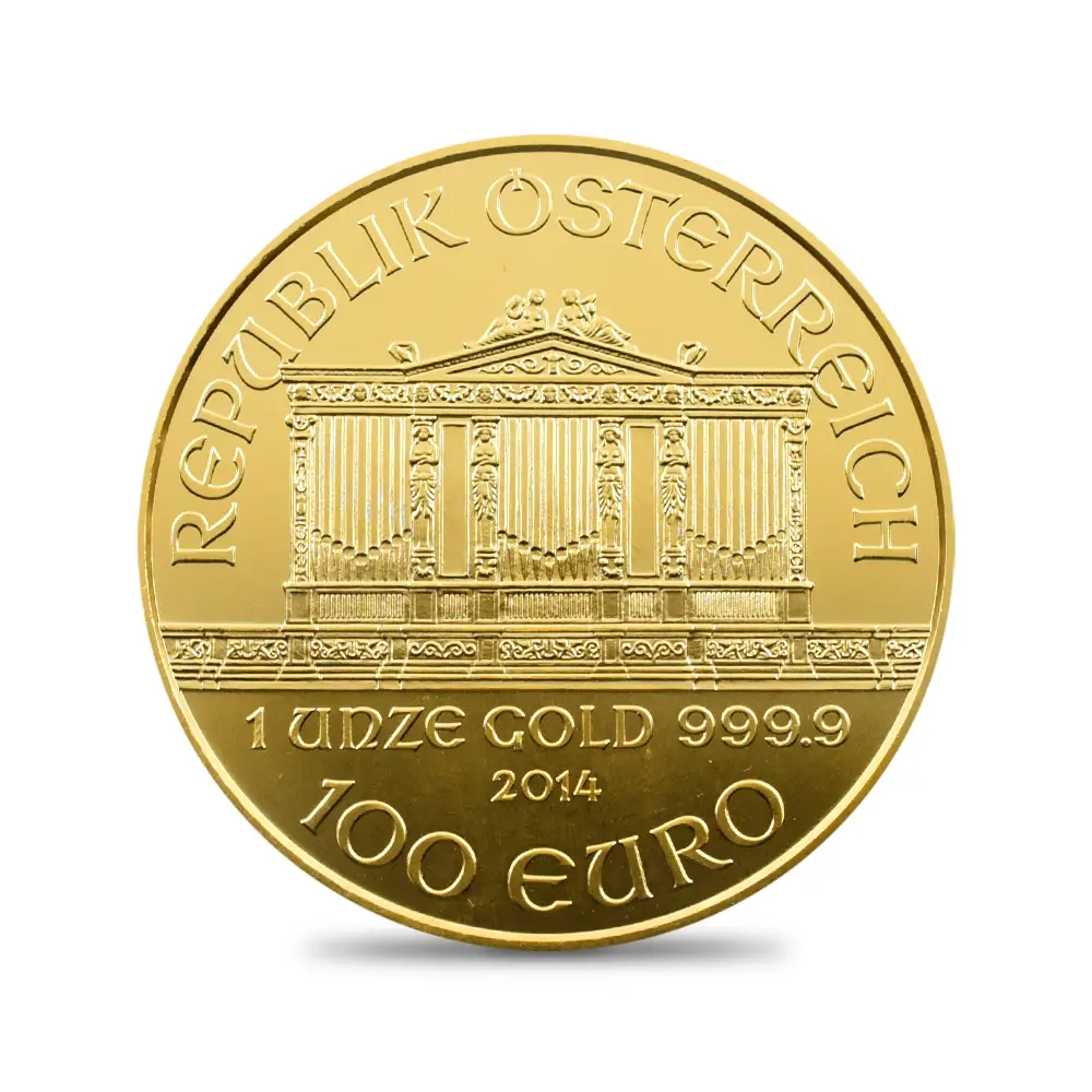 地金型s3：3924 オーストリア 2014 ウィーンフィル 100ユーロ 1オンス 金貨 【1枚】 (コインケース付き)