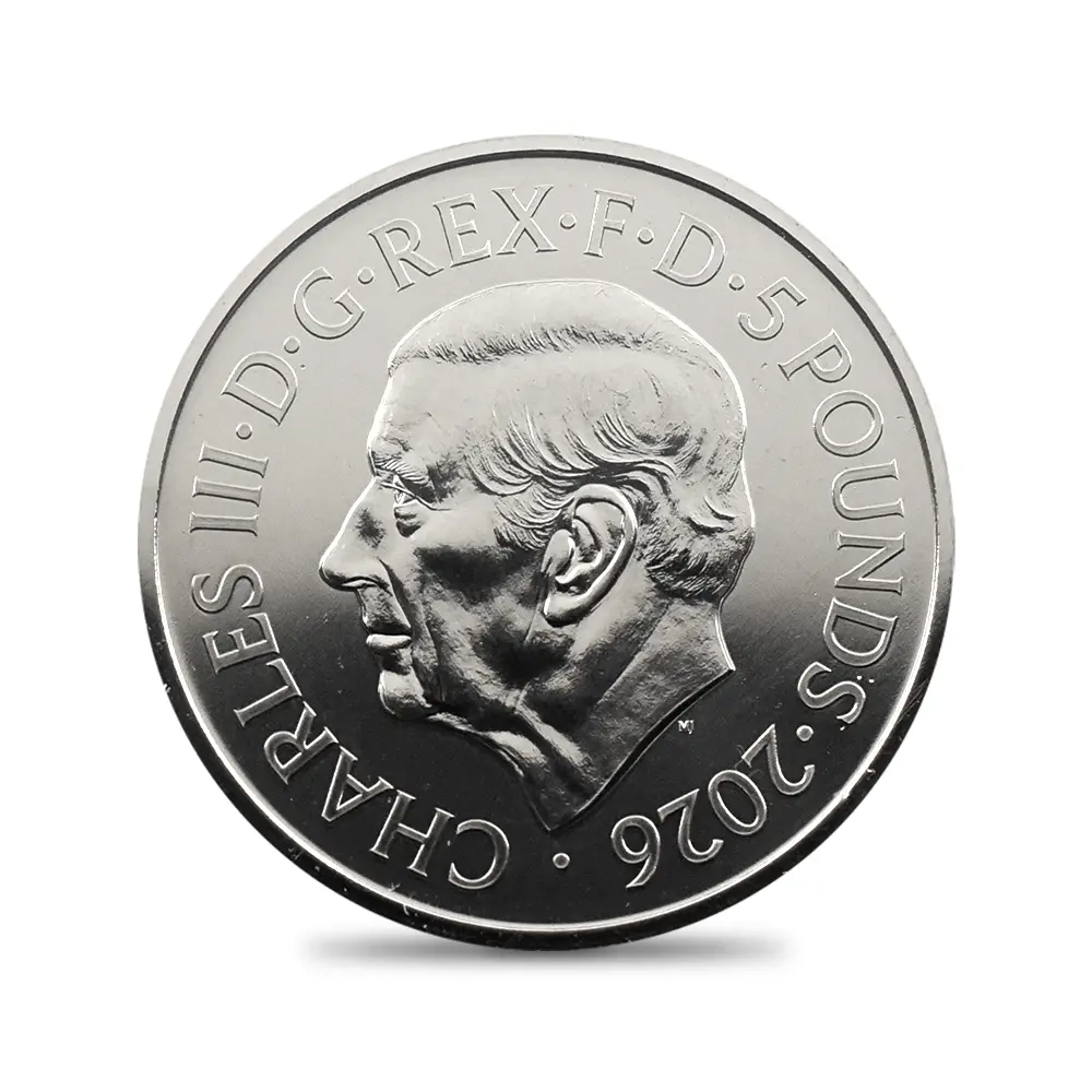 モダンコイン3：6427 2026 チャールズ3世 エリザベス2世のコイン肖像シリーズ 第二弾 ヤングエリザベス 5ポンドBU白銅貨 未鑑定 パッケージ付き