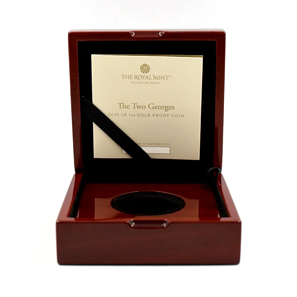 モダンコイン9：6601 2025 チャールズ3世 アメリカ独立戦争250周年 ジョージ3世＆ジョージ・ワシントン 100ポンド1オンス金貨 ファーストリリース NGC PF70UC 箱付き