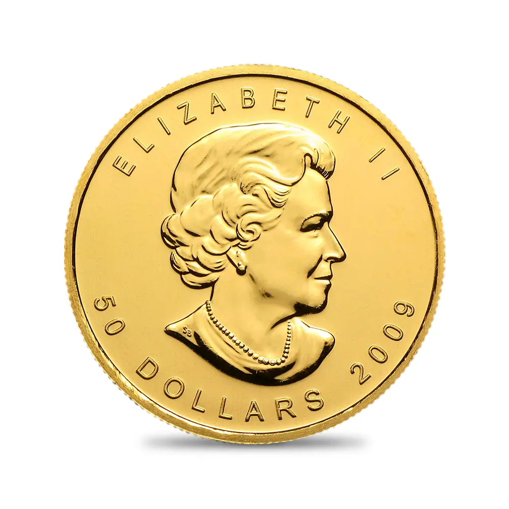 地金型3:6596 カナダ 2009 エリザベス2世 メイプルリーフ 50ドル 1オンス 地金型金貨 【1枚】 (コインケース付き)
