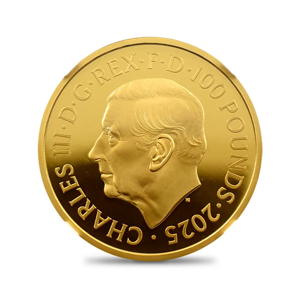 モダンコイン3：6601 2025 チャールズ3世 アメリカ独立戦争250周年 ジョージ3世＆ジョージ・ワシントン 100ポンド1オンス金貨 ファーストリリース NGC PF70UC 箱付き