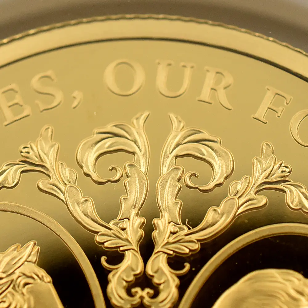 モダンコイン10：6601 2025 チャールズ3世 アメリカ独立戦争250周年 ジョージ3世＆ジョージ・ワシントン 100ポンド1オンス金貨 ファーストリリース NGC PF70UC 箱付き