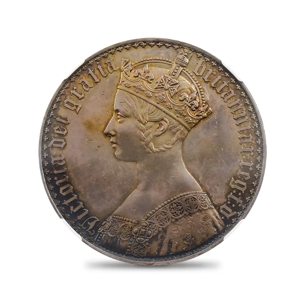 アンティークコイン2：3930 1847 ヴィクトリア女王 ゴチッククラウン銀貨 アンデシモエッジ NGC PF58