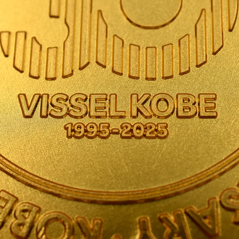 メダル14：6119 2025 ヴィッセル神戸30周年記念 真鍮メダル 金メッキカラー仕上げ 未鑑定【ご予約承り品】