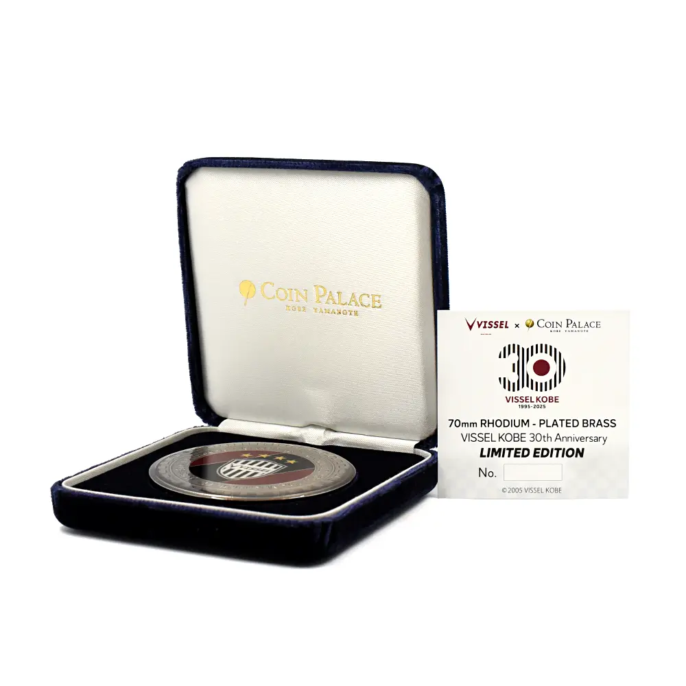 メダル7:6120 2025 ヴィッセル神戸30周年記念 真鍮メダル ロジウムメッキカラー仕上げ 未鑑定【ご予約承り品】