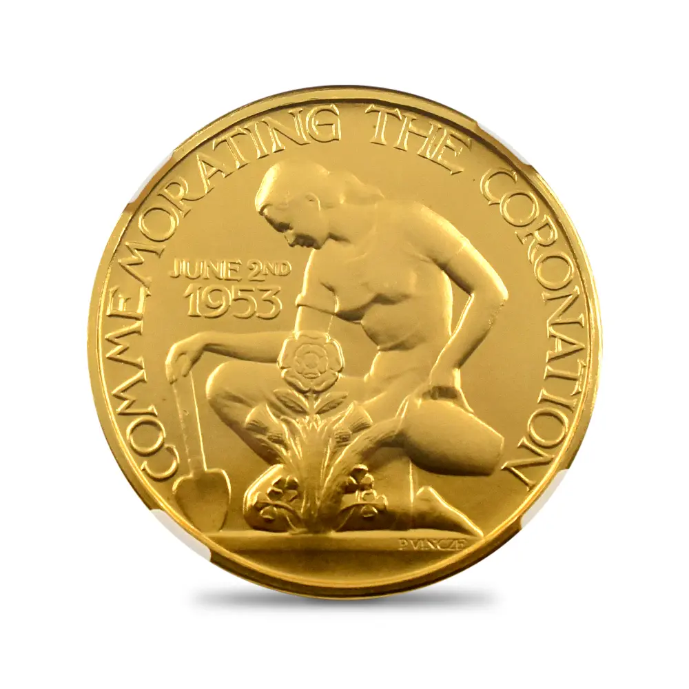 メダル3：6589 1953 エリザベス2世 戴冠記念 金メダル NGC MS64 BHM-4451【No.10】