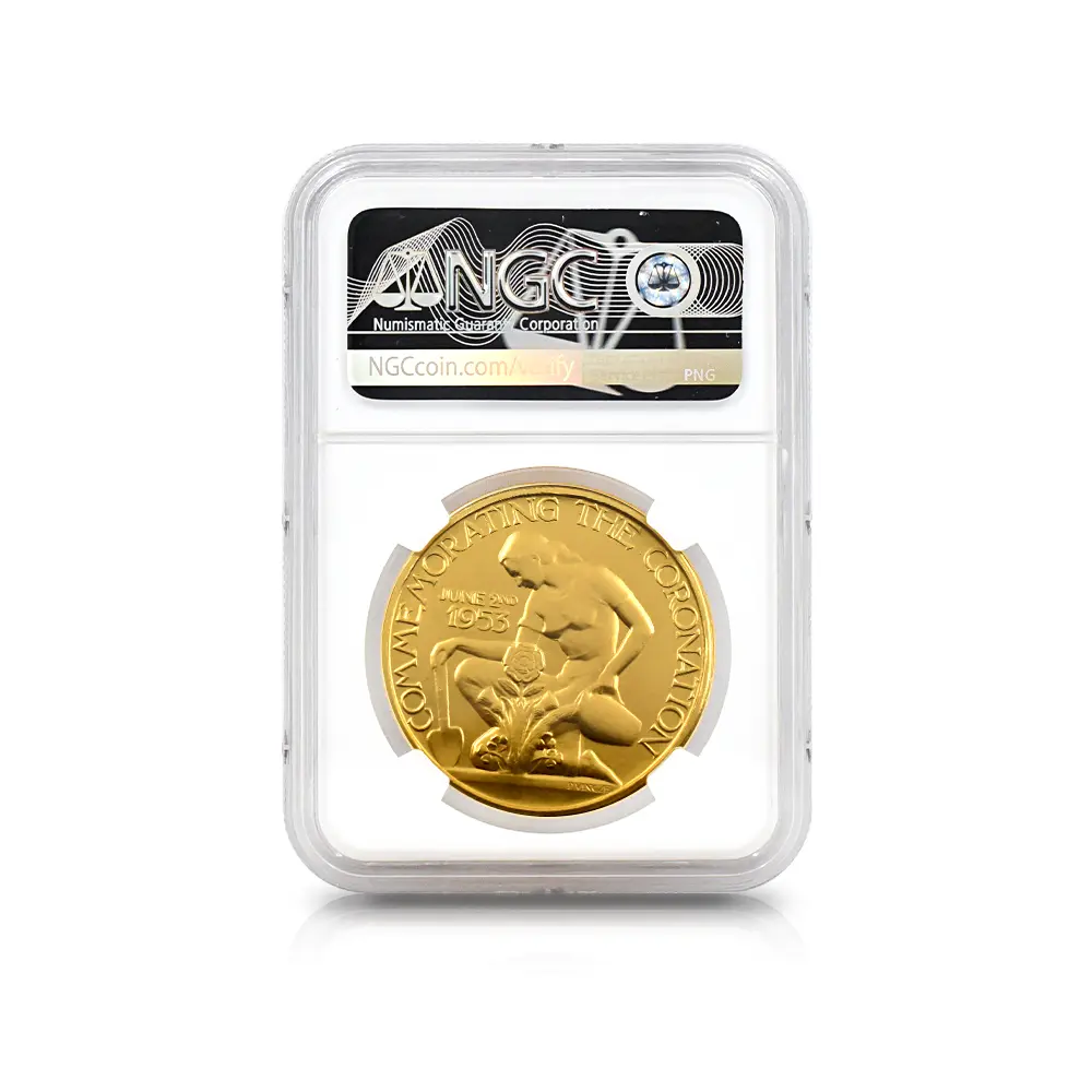 メダル5：6589 1953 エリザベス2世 戴冠記念 金メダル NGC MS64 BHM-4451【No.10】