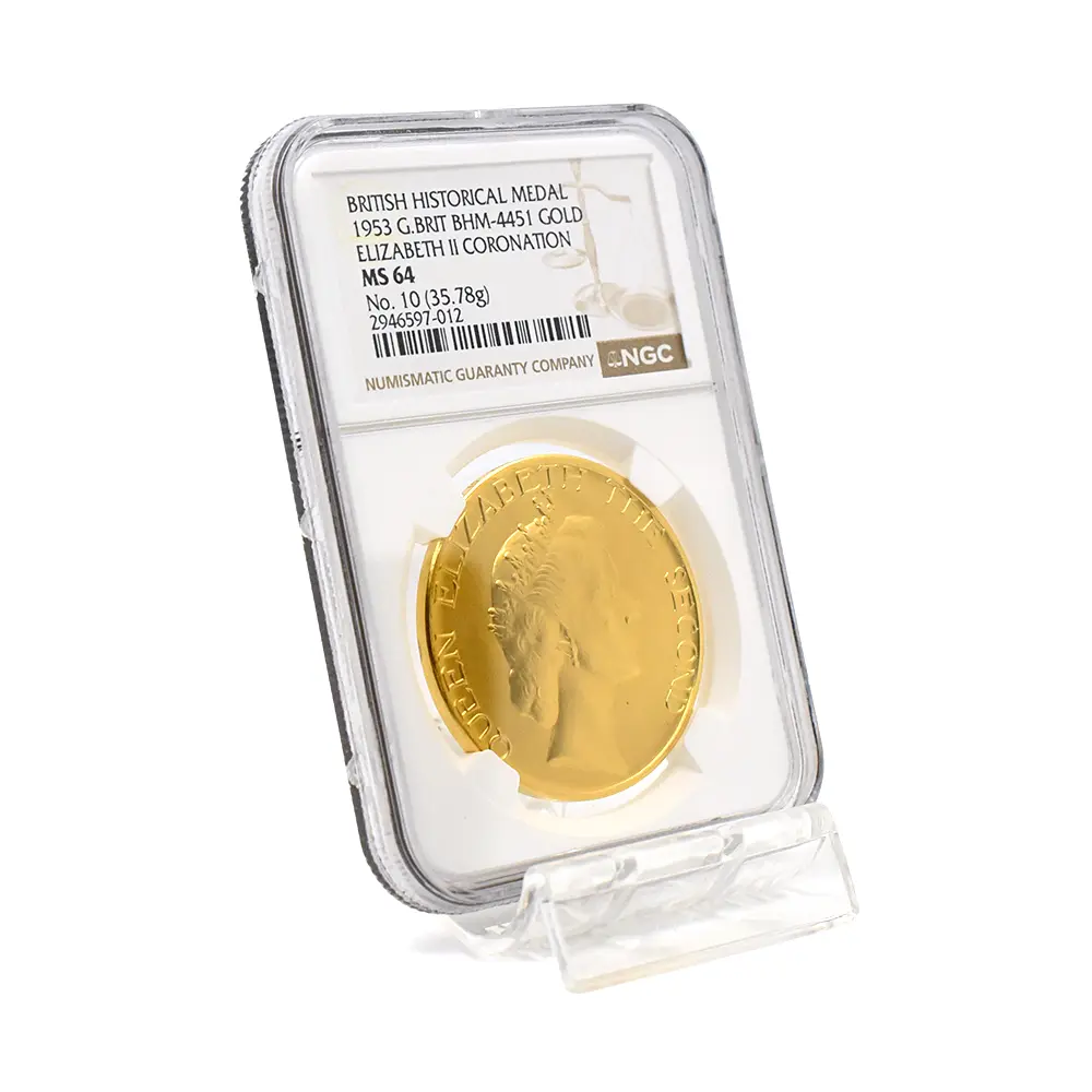 メダル6：6589 1953 エリザベス2世 戴冠記念 金メダル NGC MS64 BHM-4451【No.10】