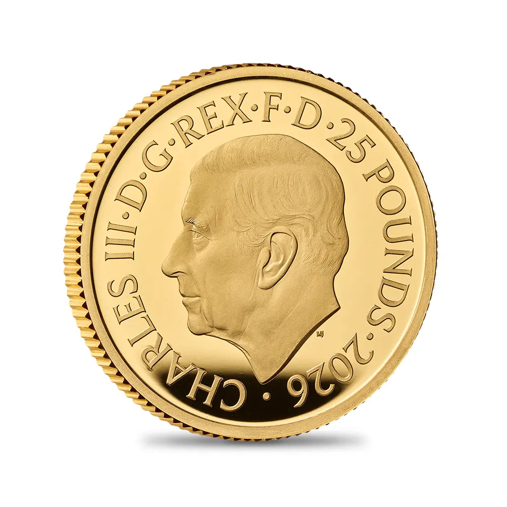 モダンコイン3:6583 2026 チャールズ3世 エンジェル 25ポンド1/4オンスプルーフ金貨 未鑑定 箱付き【ご予約承り品】