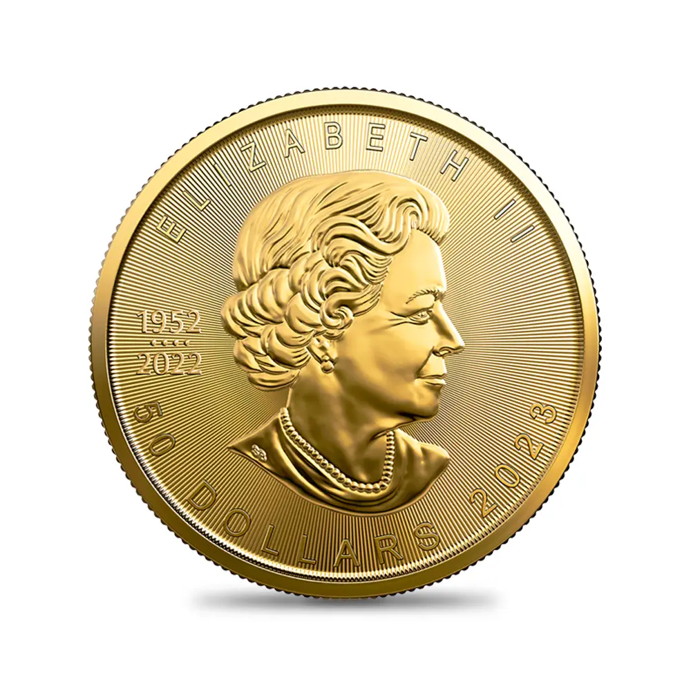 地金型s3：3943 カナダ 2023 エリザベス2世 メイプルリーフ 50ドル1オンス 金貨【ご予約承り品】