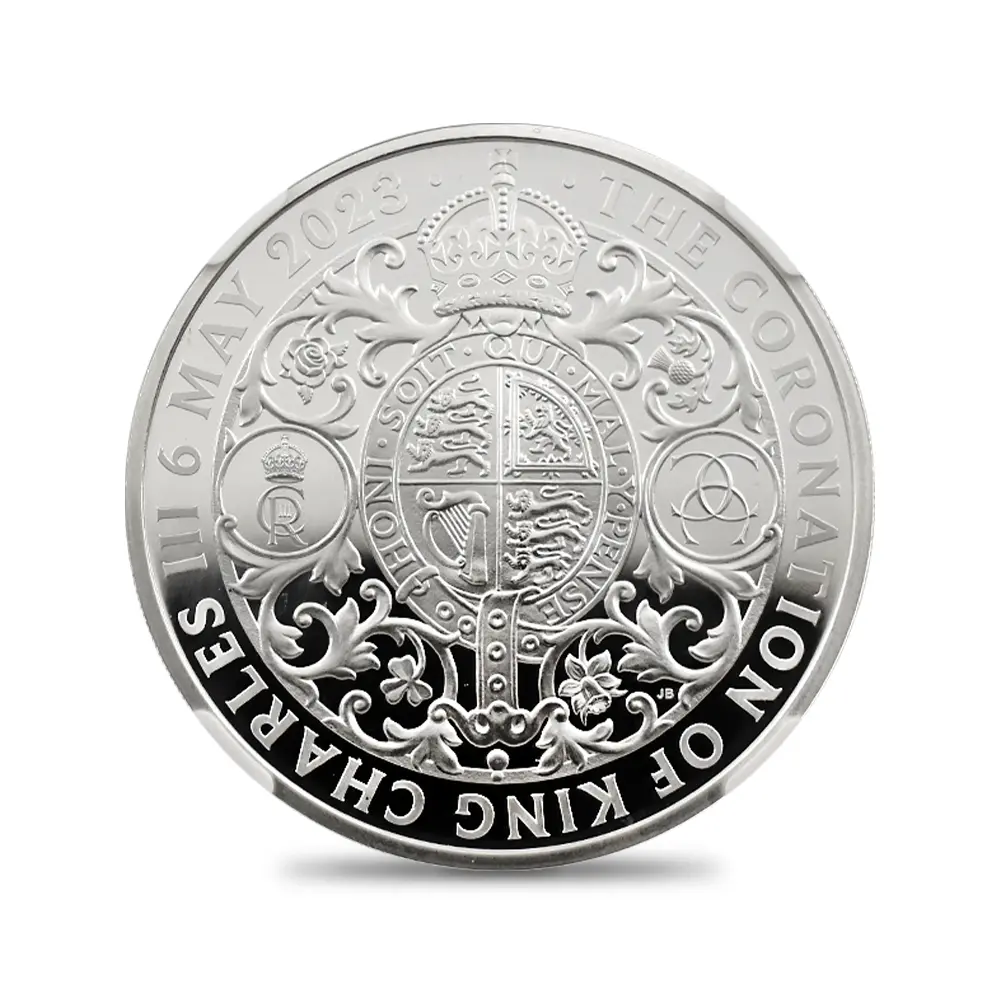 モダンコイン5：6605 2023 チャールズ3世 「第1肖像」発行記念 2ポンド1オンス銀貨2枚セット マーティン・ジェニングス氏直筆サイン入り NGC PF70UC 箱付き