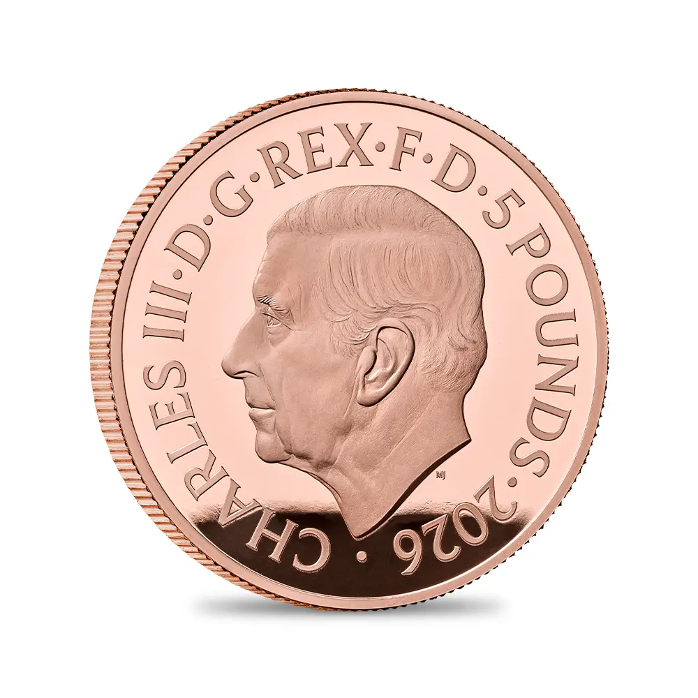 モダンコイン3:6610 2026 チャールズ3世 エリザベス2世のコイン肖像シリーズ 第三弾 ミドルエリザベス 5ポンドプルーフ金貨 未鑑定 箱付き【ご予約承り品】