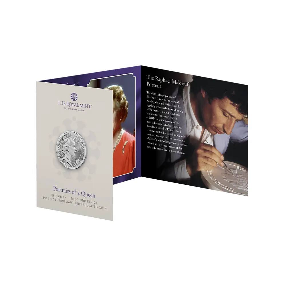 モダンコイン5：6607 【鑑定オプション無し】2026 チャールズ3世 エリザベス2世のコイン肖像シリーズ 第三弾 ミドルエリザベス 5ポンドBU白銅貨 未鑑定 パッケージ付き【ご予約承り品・納期約3~4か月】