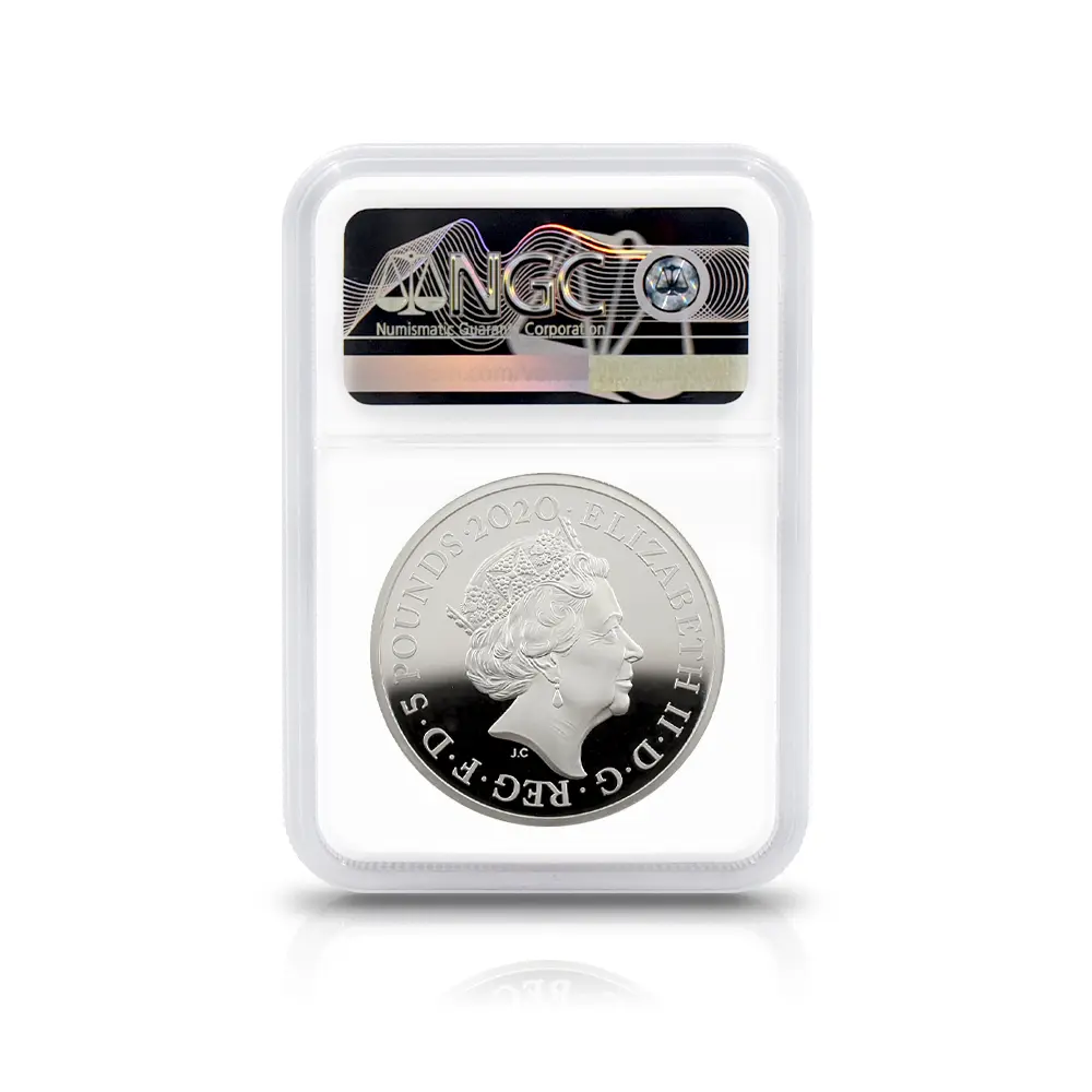 モダンコイン5：5233 2020 エリザベス2世 スリーグレーセス 5ポンド 2オンス銀貨 発行即日鑑定品 NGC PF69UC