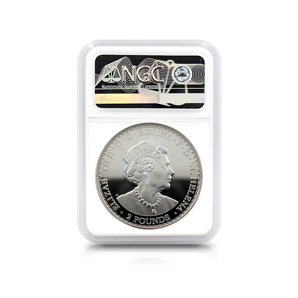 モダンコイン5：6621 セントヘレナ 2021 エリザベス2世 ウナ&ライオン（ワイオン版） 2ポンド2オンス銀貨 発行即日鑑定品 NGC PF70UC 箱付き