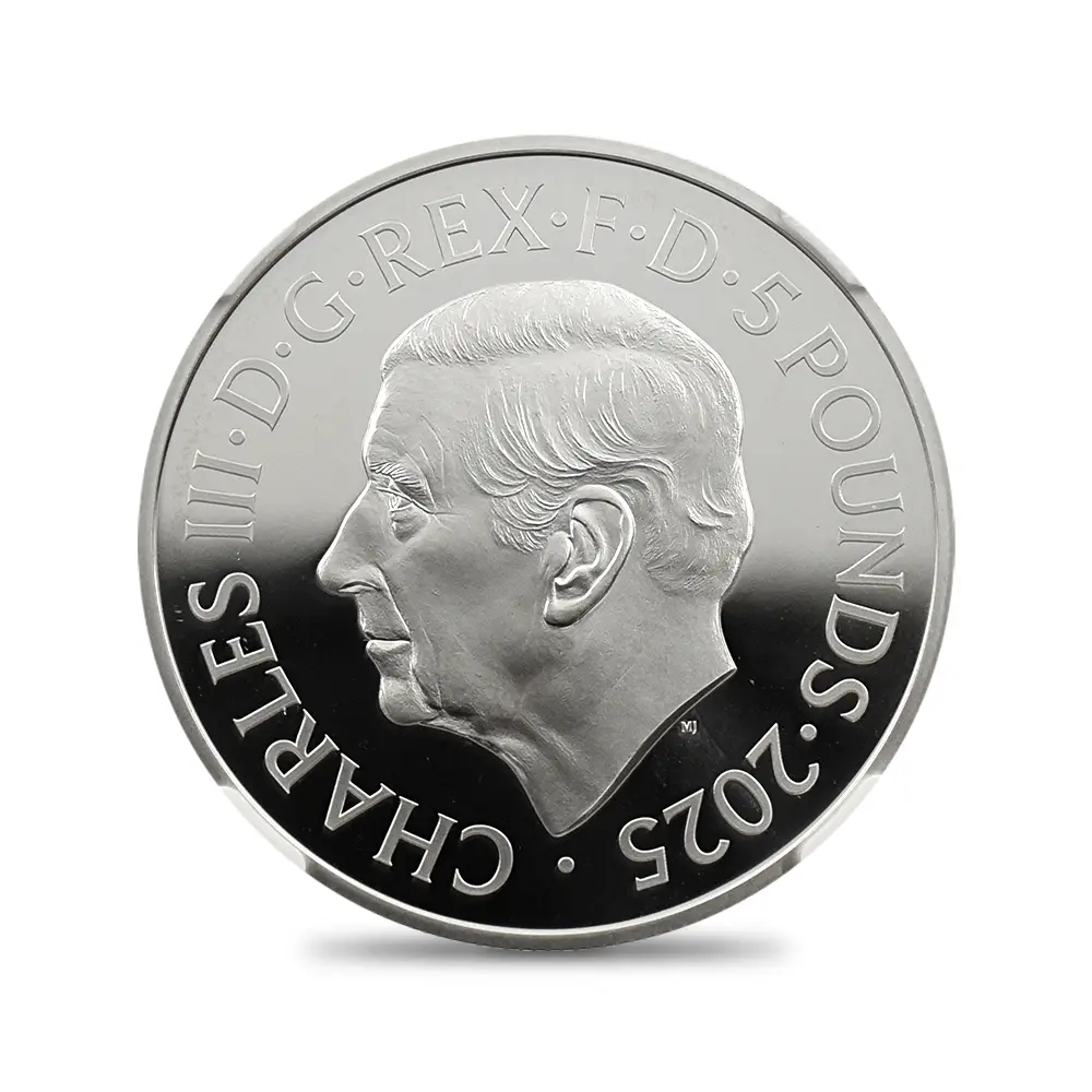 モダンコイン3:6617 2025 チャールズ3世 ロイヤルアームズ 5ポンド銀貨 発行即日鑑定品 NGC PF69UC 箱付き