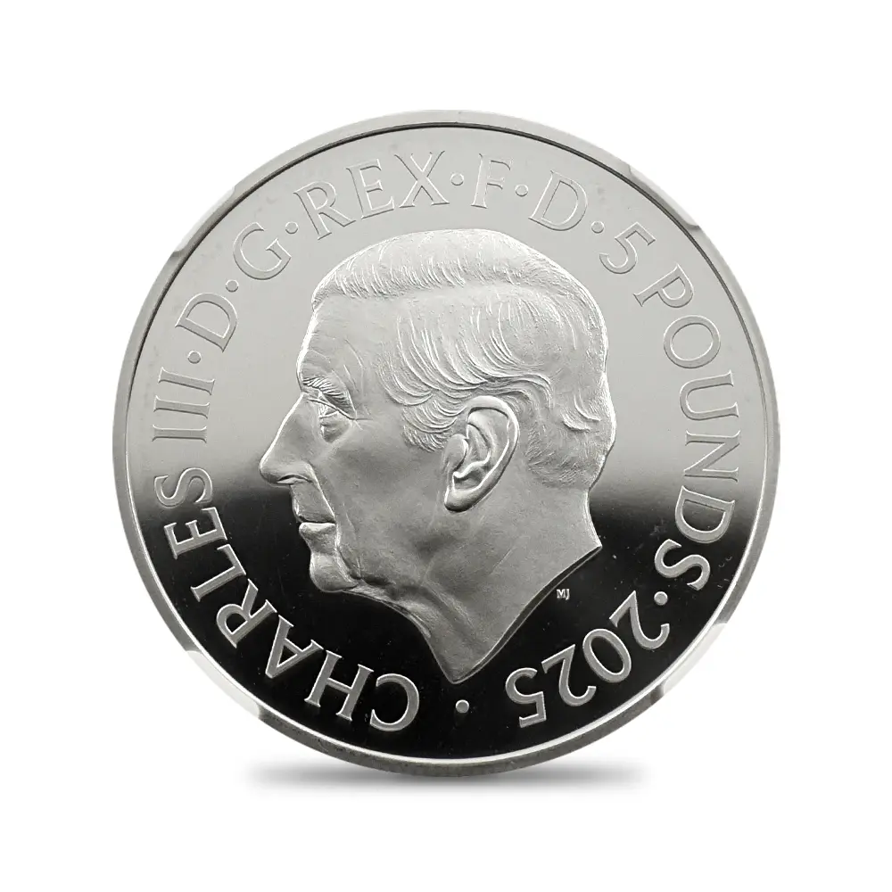 モダンコイン3：6618 2025 チャールズ3世 ロイヤルアームズ 5ポンド銀貨 発行即日鑑定品 NGC PF68UC 箱付き