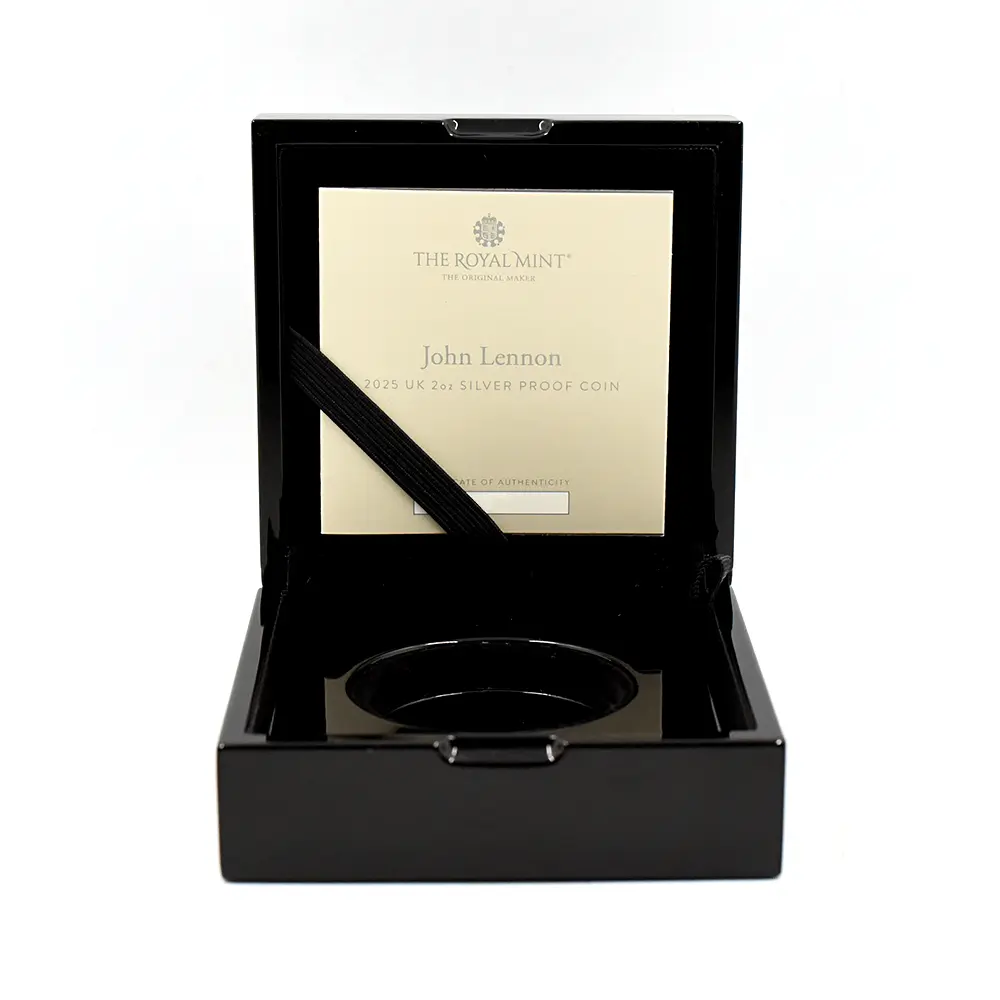 モダンコイン8:6615 2025 チャールズ3世 ミュージックレジェンド第10弾 ジョン・レノン 5ポンド2オンス銀貨 NGC PF70UC 箱付き