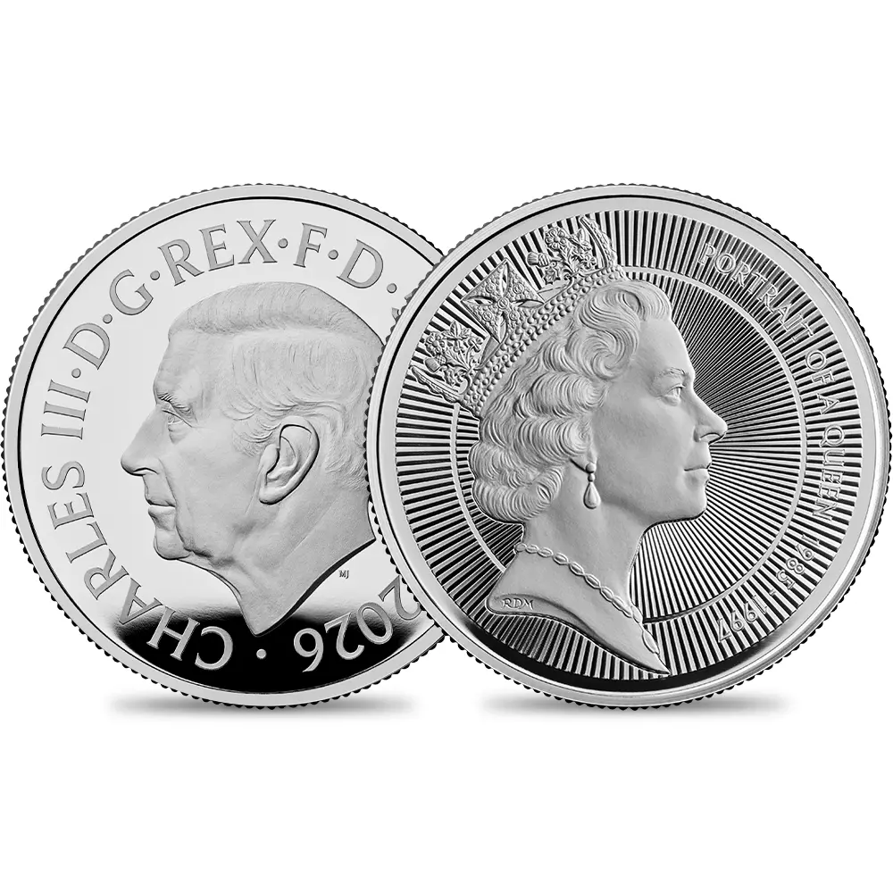 モダンコイン1:6624 【未鑑定+鑑定オプション付き】2026 チャールズ3世 エリザベス2世のコイン肖像シリーズ 第三弾 ミドルエリザベス 5ポンドプルーフピエフォー銀貨 未鑑定 箱付き【ご予約承り品・納期約半年】