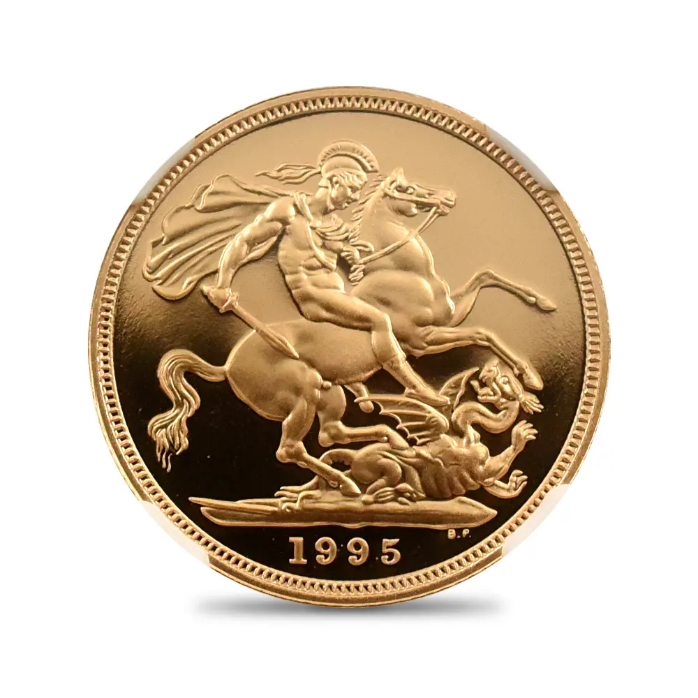 モダンコイン2：6625 1995 エリザベス2世 ミドルエリザベス 聖ジョージ竜退治 ソブリン金貨 NGC PF69UC