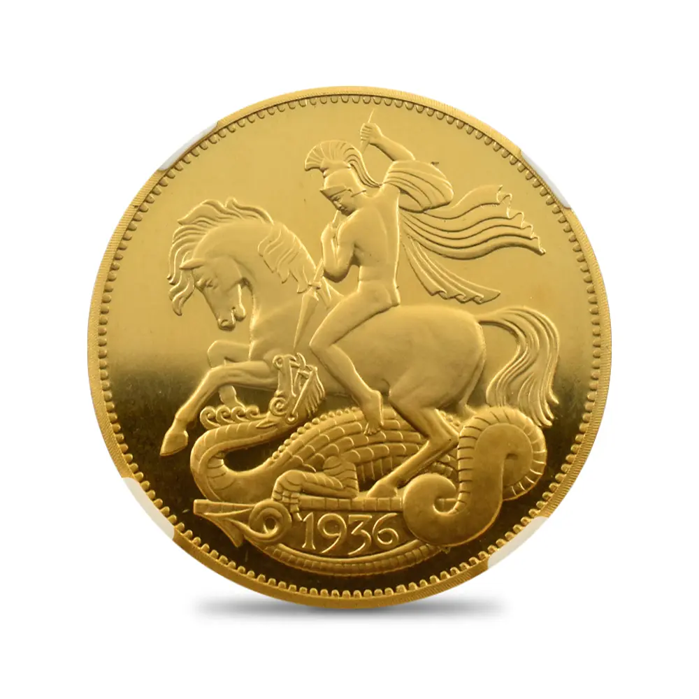 メダル3:6626 1984 (1936) エドワード8世 聖ジョージ竜退治 ファンタジー クラウン金貨 NGC PF67UC