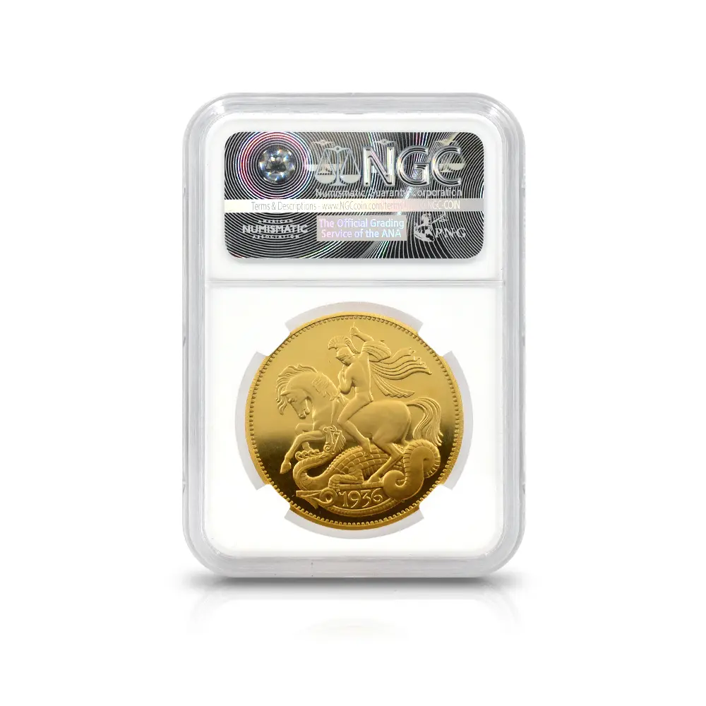 メダル5:6626 1984 (1936) エドワード8世 聖ジョージ竜退治 ファンタジー クラウン金貨 NGC PF67UC