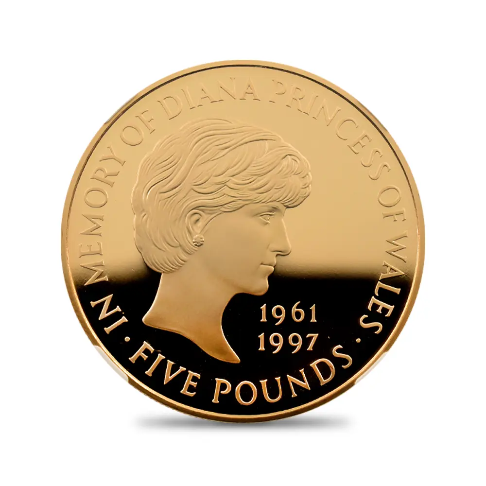モダンコイン2：6629 1999 エリザベス2世 ダイアナ妃追悼記念 5ポンド金貨 NGC PF69UC