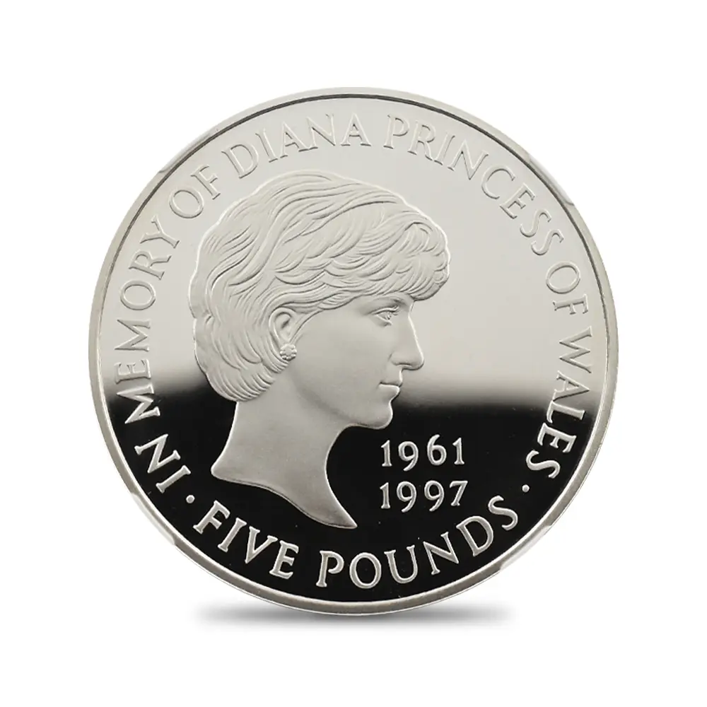 モダンコイン2:6630 1999 エリザベス2世 ダイアナ妃追悼記念 5ポンド銀貨 NGC PF69UC 箱付き(外箱・説明書なし)