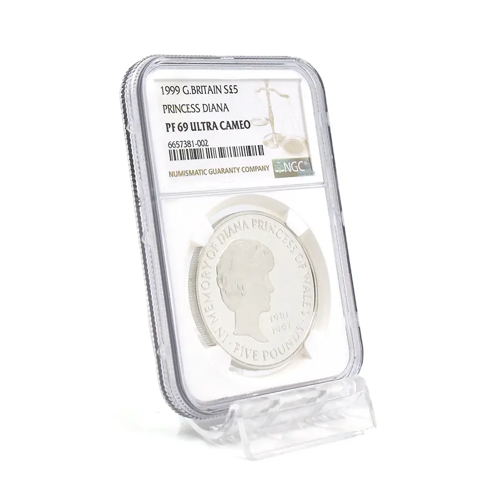 モダンコイン6:6630 1999 エリザベス2世 ダイアナ妃追悼記念 5ポンド銀貨 NGC PF69UC 箱付き(外箱・説明書なし)