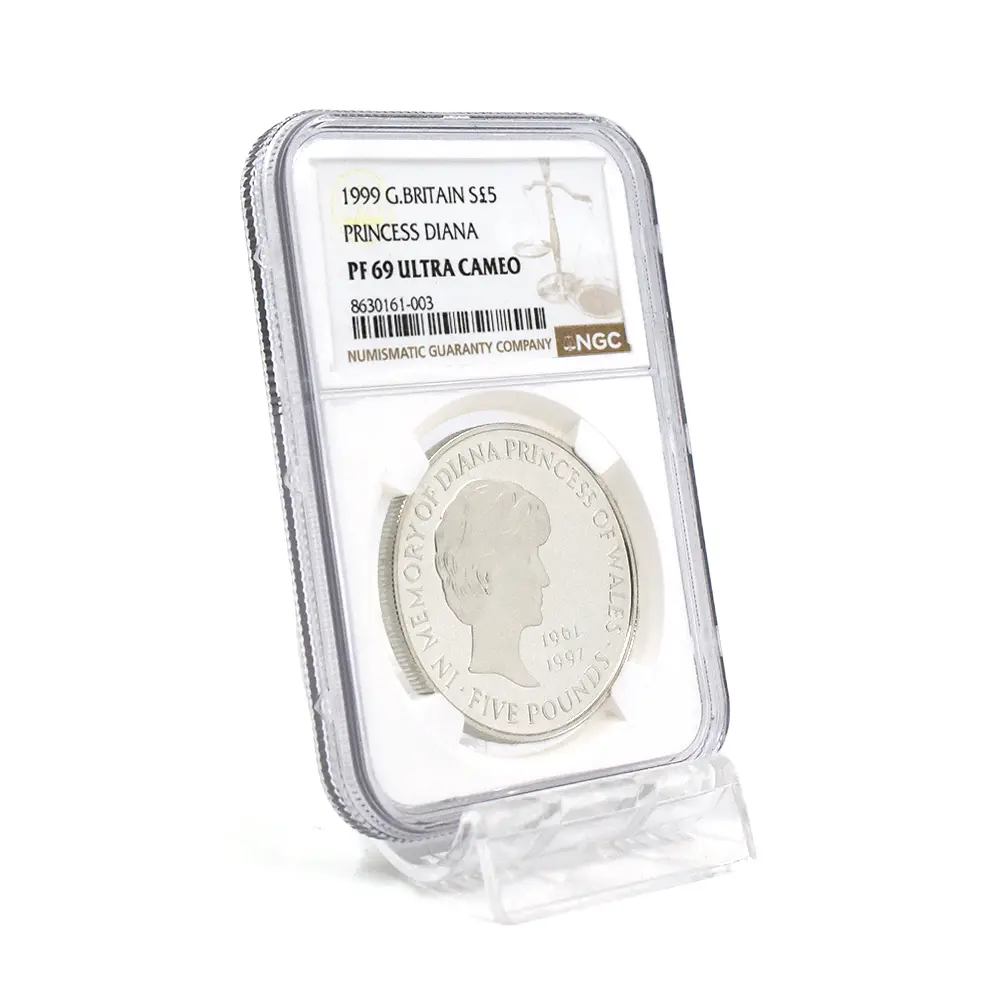 モダンコイン6:6631 1999 エリザベス2世 ダイアナ妃追悼記念 5ポンド銀貨 NGC PF69UC 箱付き(外箱なし)