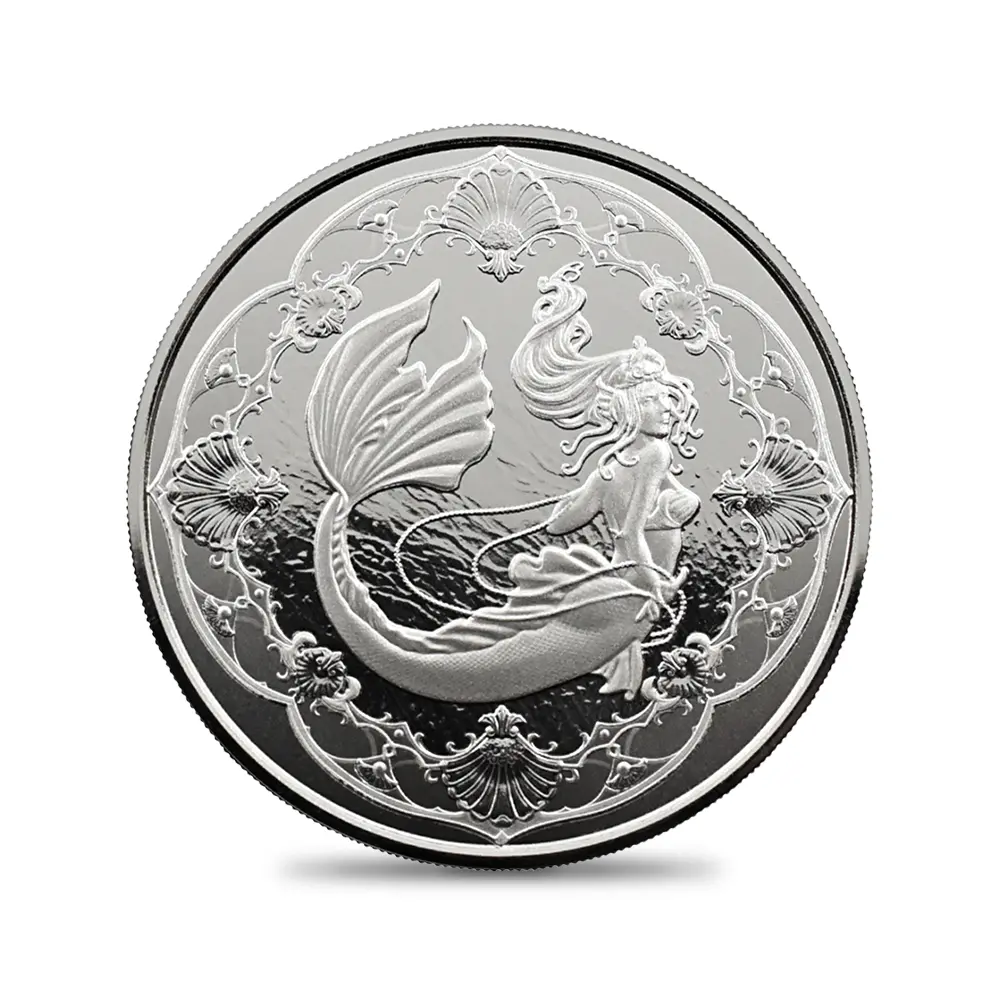 地金型2:6627 サモア 2022 マーメイド・人魚姫 2タラ1オンスBU銀貨 【1枚】 (コインケース付き)