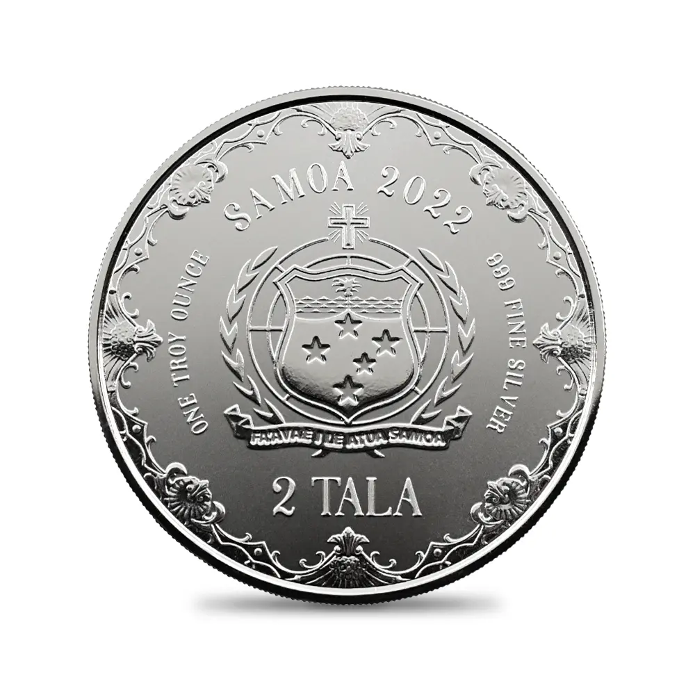 地金型3:6627 サモア 2022 マーメイド・人魚姫 2タラ1オンスBU銀貨 【1枚】 (コインケース付き)