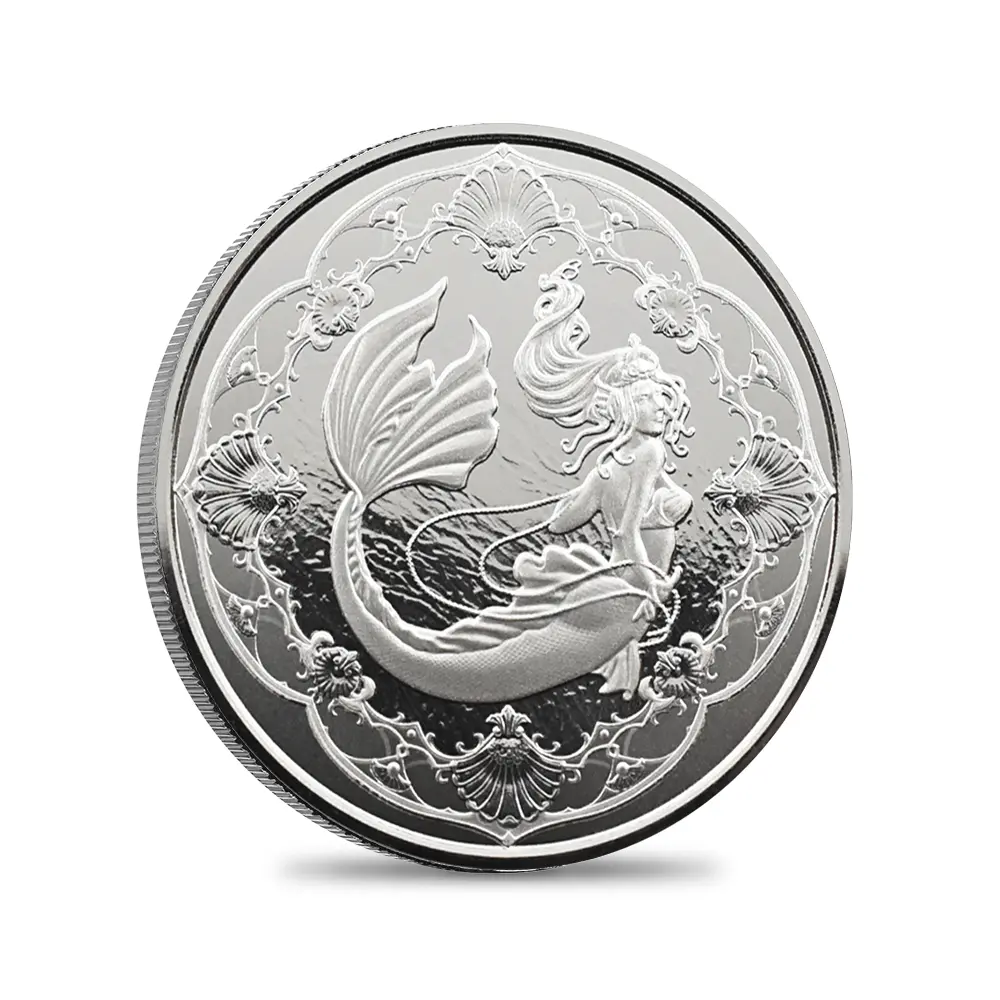 地金型4:6627 サモア 2022 マーメイド・人魚姫 2タラ1オンスBU銀貨 【1枚】 (コインケース付き)