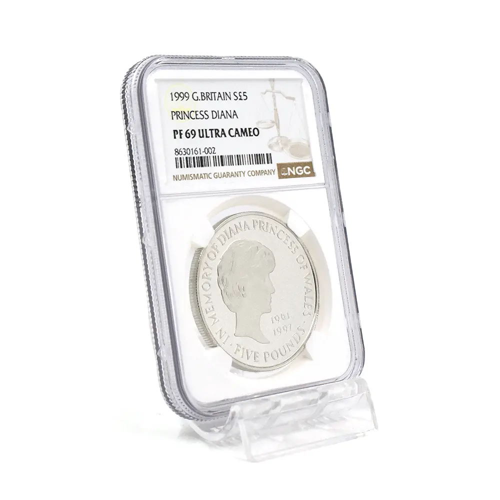 モダンコイン6:6632 1999 エリザベス2世 ダイアナ妃追悼記念 5ポンド銀貨 NGC PF69UC 箱付き