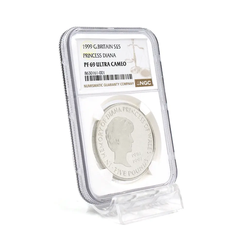 モダンコイン6:6633 1999 エリザベス2世 ダイアナ妃追悼記念 5ポンド銀貨 NGC PF69UC 箱付き