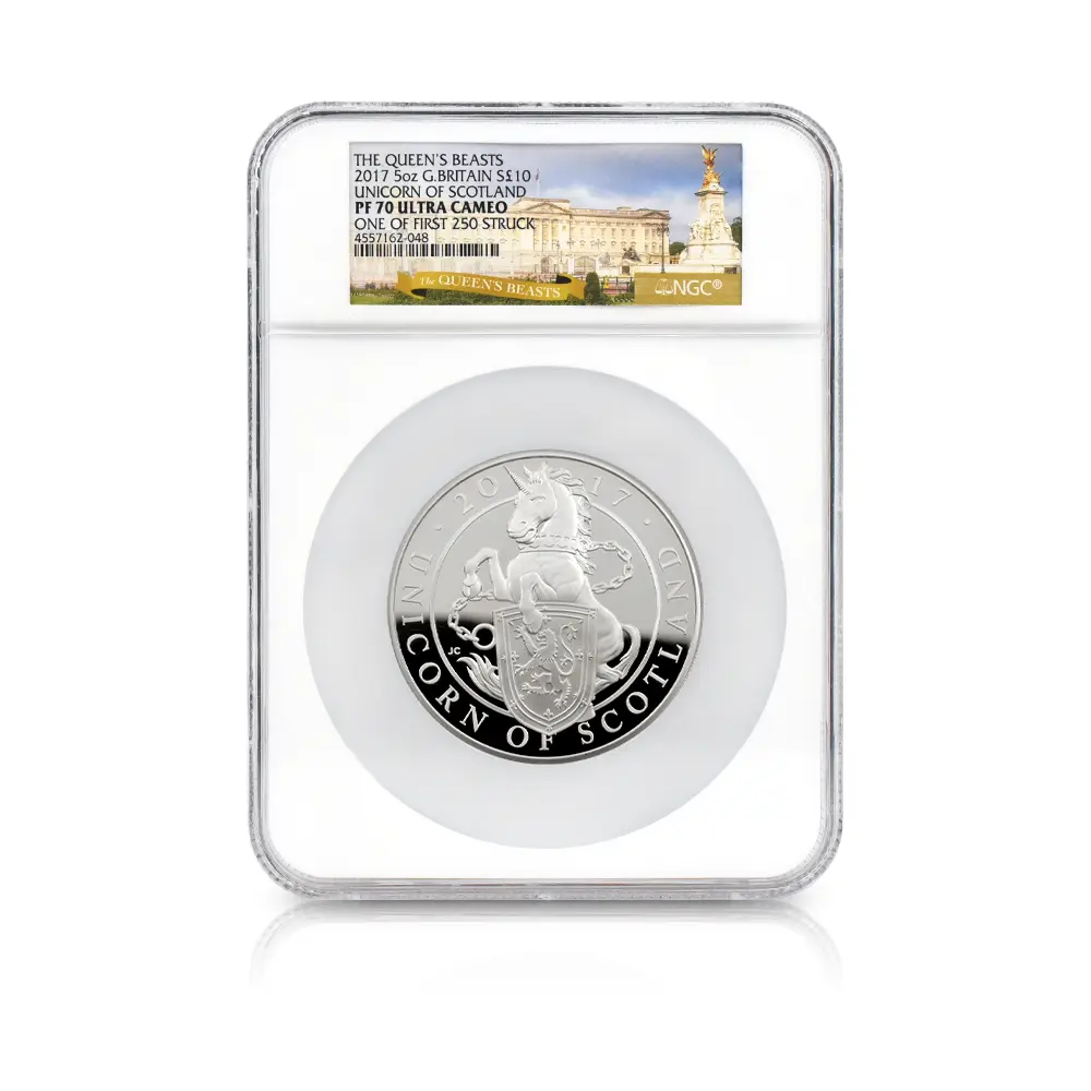 モダンコイン4:6636 2017 エリザベス2世 クイーンズビースト スコットランドのユニコーン 10ポンド5オンス 銀貨 ファースト 250 ストラック NGC PF70UC