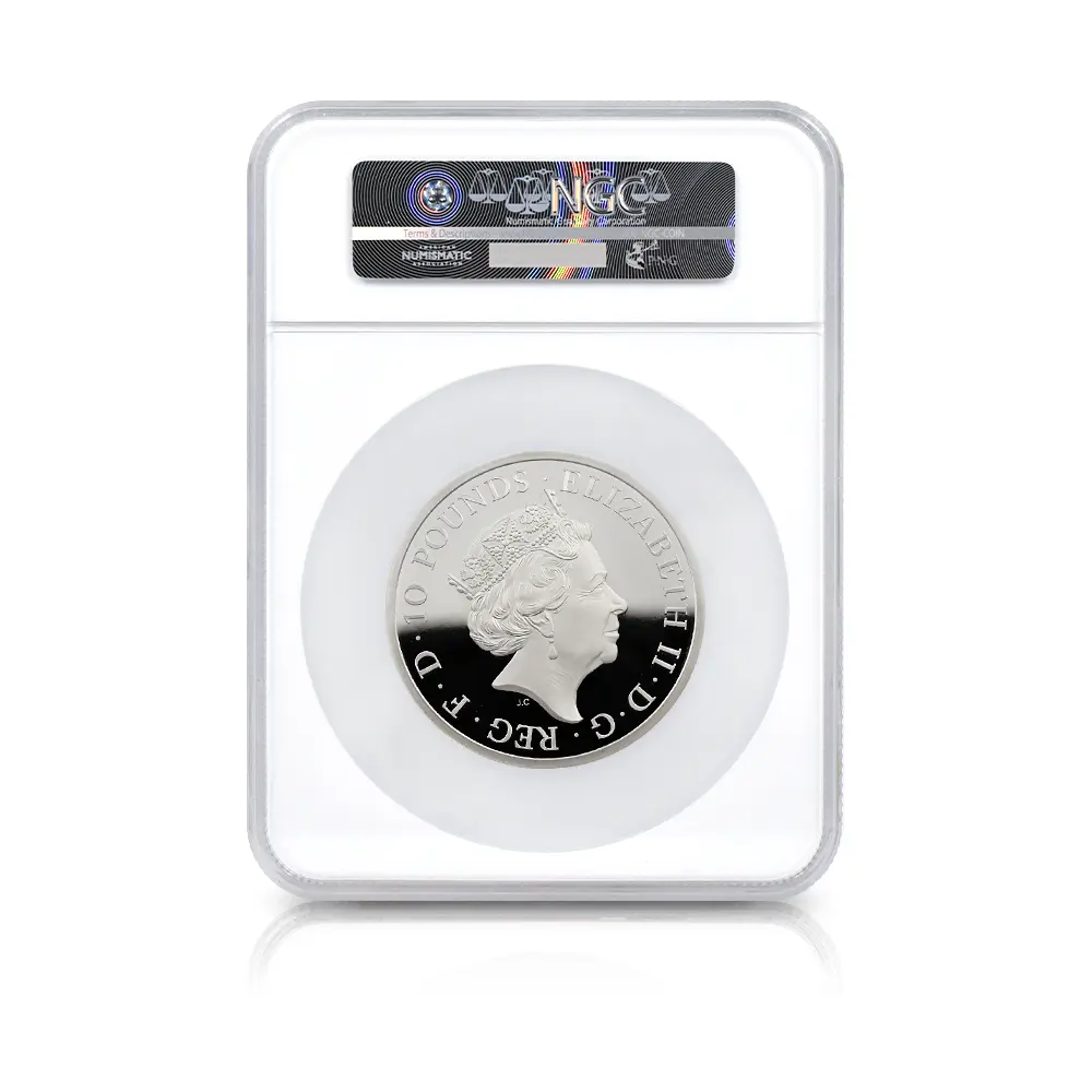 モダンコイン5：6637 2017 エリザベス2世 クイーンズビースト イングランドのライオン 10ポンド10オンス銀貨 ファースト500ストラック NGC PF70UC 箱付き