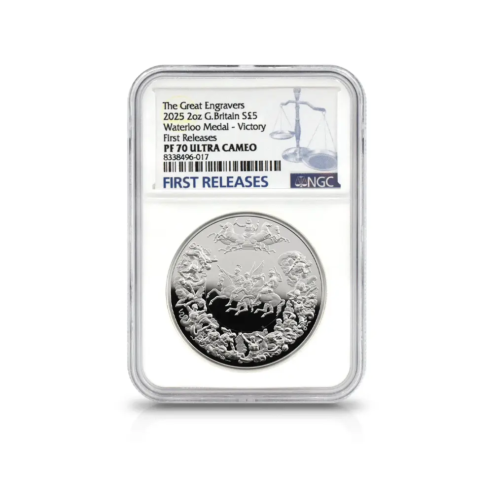 モダンコイン4:6638 2025 チャールズ3世 ワーテルロー・メダル - 勝利 5ポンド2オンス銀貨 ファーストリリース NGC PF70UC